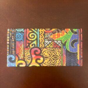 NEW Handmade Kyrgyz Dyed Wool Stitched Wallet w/ Snap Closure and Zip Pocket